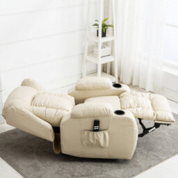 More4Homes Caesar Dual Motor Electric Rise Recliner Bonded Leather Armchair Electric Lift Riser Chair (Cream) - thumbnail 8