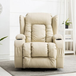More4Homes Caesar Dual Motor Electric Rise Recliner Bonded Leather Armchair Electric Lift Riser Chair (Cream) - thumbnail 6