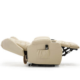 More4Homes Caesar Dual Motor Electric Rise Recliner Bonded Leather Armchair Electric Lift Riser Chair (Cream) - thumbnail 5