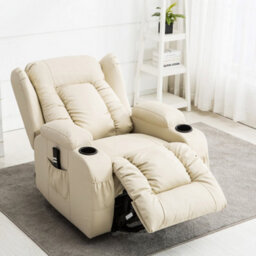 More4Homes Caesar Dual Motor Electric Rise Recliner Bonded Leather Armchair Electric Lift Riser Chair (Cream) - thumbnail 7