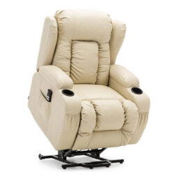 More4Homes Caesar Dual Motor Electric Rise Recliner Bonded Leather Armchair Electric Lift Riser Chair (Cream) - thumbnail 4
