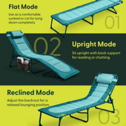 Keplin Colour Block Version Of Foldable 600D Oxford Fabric Sun Lounger, 70X56X15Cm, 110Kg, Teal - thumbnail 8