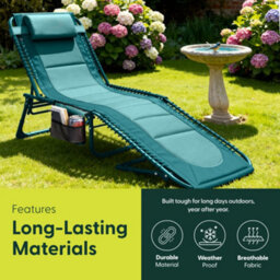 Keplin Colour Block Version Of Foldable 600D Oxford Fabric Sun Lounger, 70X56X15Cm, 110Kg, Teal - thumbnail 2