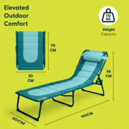 Keplin Colour Block Version Of Foldable 600D Oxford Fabric Sun Lounger, 70X56X15Cm, 110Kg, Teal - thumbnail 3