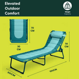 Keplin Colour Block Version Of Foldable 600D Oxford Fabric Sun Lounger, 70X56X15Cm, 110Kg, Teal - thumbnail 6