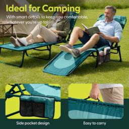 Keplin Colour Block Version Of Foldable 600D Oxford Fabric Sun Lounger, 70X56X15Cm, 110Kg, Teal - thumbnail 7