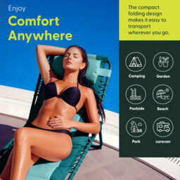 Keplin Colour Block Version Of Foldable 600D Oxford Fabric Sun Lounger, 70X56X15Cm, 110Kg, Teal - thumbnail 4