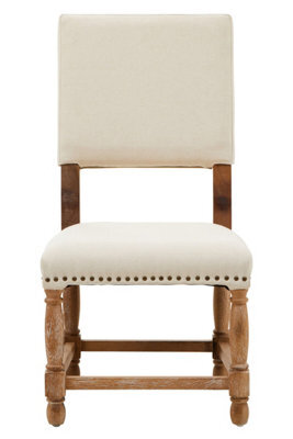Orsina Modern Oak Burn Whitewash Linen Dining Chair, Sturdy Modern Dining Chair For Kitchen, Rustic Modern Chair - image 1