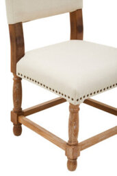 Orsina Modern Oak Burn Whitewash Linen Dining Chair, Sturdy Modern Dining Chair For Kitchen, Rustic Modern Chair - thumbnail 5