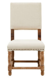Orsina Modern Oak Burn Whitewash Linen Dining Chair, Sturdy Modern Dining Chair For Kitchen, Rustic Modern Chair