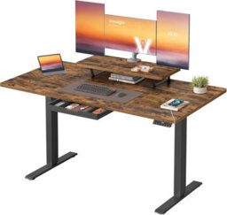 LEDREM Standing Desk, Height Adjustable Desk, 140 X 70 Cm, Flexible Monitor Stand And Drawer, Usb-C Port, Sedentary Reminder - thumbnail 2