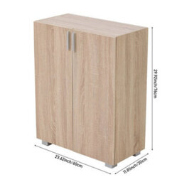 Oak Effect 2 Door Storage Cabinet Freestanding Kitchen Buffet Sideboard Cupboard - thumbnail 2