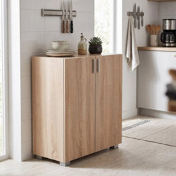 Oak Effect 2 Door Storage Cabinet Freestanding Kitchen Buffet Sideboard Cupboard - thumbnail 5