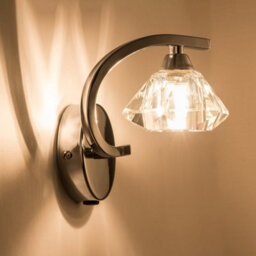 Harper Living Single Right Curved Wall Light And Sconce, Clear Glass Shade, Polished Chrome Finish - thumbnail 2