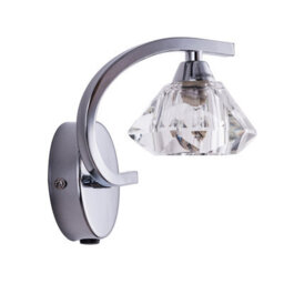 Harper Living Single Right Curved Wall Light And Sconce, Clear Glass Shade, Polished Chrome Finish - thumbnail 5