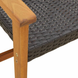 Berkfield Garden Bench Black 112 Cm Poly Rattan And Acacia Wood - thumbnail 7