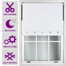 Furnished Made To Measure Blackout Roller Blinds With Square Eyelets - White Roller Blind (W)150Cm (L)165Cm - thumbnail 1
