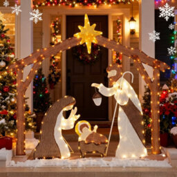 Costway Lighted Outdoor Christmas Decoration Nativity Scene Pre-Lit Xmas Decoration - thumbnail 4