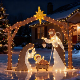 Costway Lighted Outdoor Christmas Decoration Nativity Scene Pre-Lit Xmas Decoration - thumbnail 5