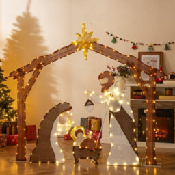 Costway Lighted Outdoor Christmas Decoration Nativity Scene Pre-Lit Xmas Decoration - thumbnail 6
