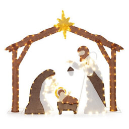Costway Lighted Outdoor Christmas Decoration Nativity Scene Pre-Lit Xmas Decoration - thumbnail 2