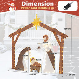 Costway Lighted Outdoor Christmas Decoration Nativity Scene Pre-Lit Xmas Decoration - thumbnail 3
