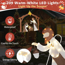 Costway Lighted Outdoor Christmas Decoration Nativity Scene Pre-Lit Xmas Decoration - thumbnail 9