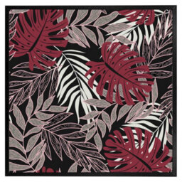 "Andrew Lee Tropical Leaves In Red, White & Grey (Picutre Frame) / 12X12"" / Oak" - thumbnail 5