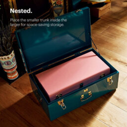 BTFY Beautify Storage Trunks, Set Of 2 Pink & Teal Stainless Steel Storage Chests, Stackable Bedroom Storage Organiser & Lockable Lids - thumbnail 3