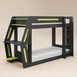 Flair Alister Gaming Bunk Bed With Desk Charcoal & Green - thumbnail 3