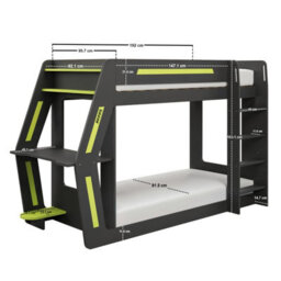 Flair Alister Gaming Bunk Bed With Desk Charcoal & Green - thumbnail 5