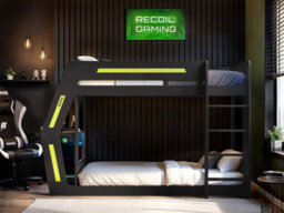 Flair Alister Gaming Bunk Bed With Desk Charcoal & Green - thumbnail 2