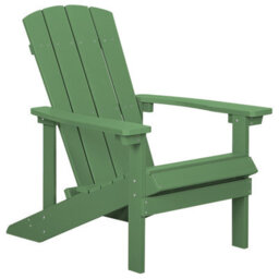 Beliani Evergreen Outdoor Garden Chair With Integrated Footstool, Matt Green, Plastic Wood And Stainless Steel - thumbnail 4