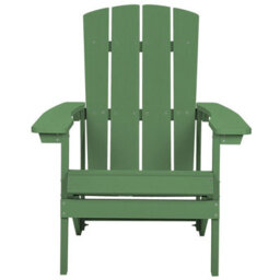 Beliani Evergreen Outdoor Garden Chair With Integrated Footstool, Matt Green, Plastic Wood And Stainless Steel - thumbnail 2