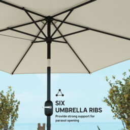 Outsunny 2.6M Garden Parasol Umbrella With Aluminium Pole, Tilt, Crank - thumbnail 8