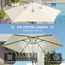 Outsunny 2.6M Garden Parasol Umbrella With Aluminium Pole, Tilt, Crank - thumbnail 6
