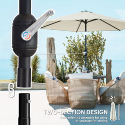 Outsunny 2.6M Garden Parasol Umbrella With Aluminium Pole, Tilt, Crank - thumbnail 7