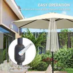 Outsunny 2.6M Garden Parasol Umbrella With Aluminium Pole, Tilt, Crank - thumbnail 4