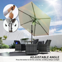 Outsunny 2.6M Garden Parasol Umbrella With Aluminium Pole, Tilt, Crank - thumbnail 5