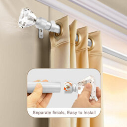 Aspire Homeware Sapphire Metal Curtain Pole With Crystal Finials Extendable Rod 70-120 Cm (Chrome) - thumbnail 2