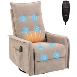 Homcom Massage Recliner Armchair, Swivel Rocking Recliner Chair, Brown - thumbnail 2