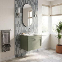 Balterley Swynnerton Traditional 1 Drawer Wall Hung Vanity Unit With Stone Basin, Satin Green, 600mm - thumbnail 4