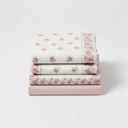 Soft Flower Print Brushed Cotton Fitted Flat Sheet And Matching Pillowcases Pink - thumbnail 2
