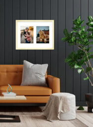 16X12 Inch 2 Opening Photo Collage Frame, Display Two 8X6 Inch Photos, Multi Aperture Family Picture Frame, Gold - thumbnail 3