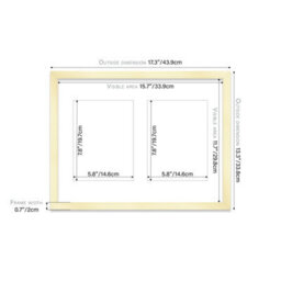 16X12 Inch 2 Opening Photo Collage Frame, Display Two 8X6 Inch Photos, Multi Aperture Family Picture Frame, Gold - thumbnail 4