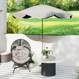 Outsunny Standing Rattan Garden Egg Chair With Headrest, Charcoal Grey - thumbnail 7