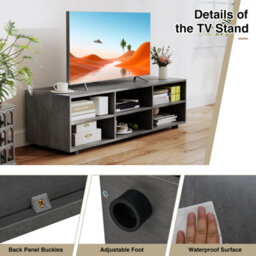 Gainoom Home 6-Cubby Grey Tv Stand With Storage Tv Console Table For Tv Up To 55 Inches - thumbnail 9