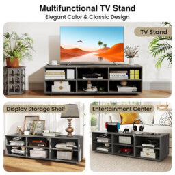 Gainoom Home 6-Cubby Grey Tv Stand With Storage Tv Console Table For Tv Up To 55 Inches - thumbnail 6