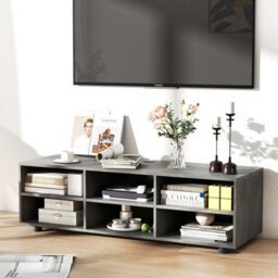 Gainoom Home 6-Cubby Grey Tv Stand With Storage Tv Console Table For Tv Up To 55 Inches - thumbnail 4