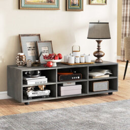 Gainoom Home 6-Cubby Grey Tv Stand With Storage Tv Console Table For Tv Up To 55 Inches - thumbnail 5